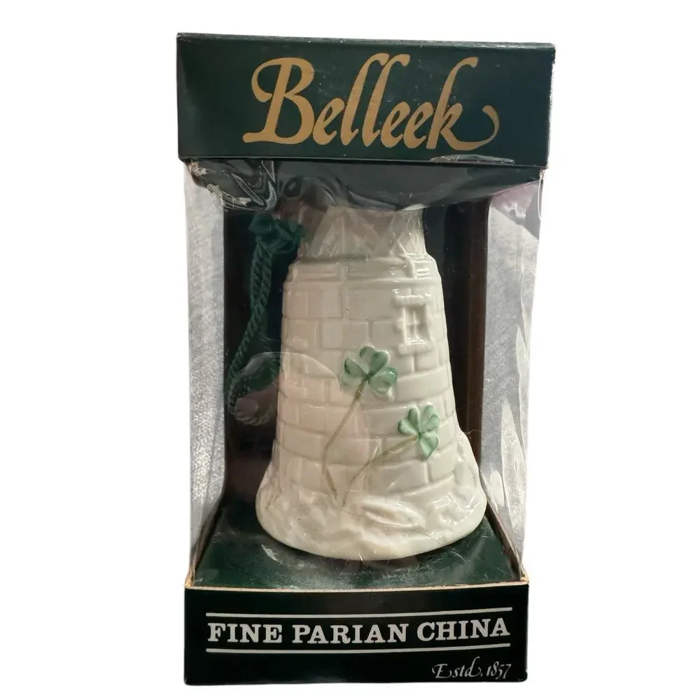 NWB Vintage Irish Belleek Porcelain Christmas ornament Dunore Lighthouse in Box